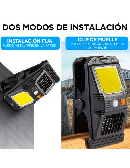 Lámpara LED Solar Sensor Repelente Insectos y Clip de Luz de Emergencia Multiuso