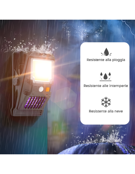 Lámpara LED Solar Sensor Repelente Insectos y Clip de Luz de Emergencia Multiuso