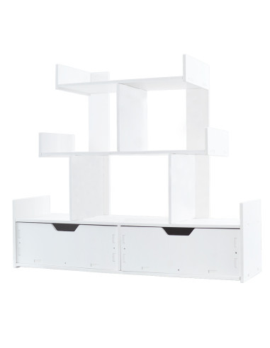 Organizador Mesa con Compartimentos Blanco Librería Multiusos Estantes y Cajones