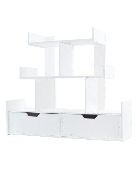 Organizador Mesa con Compartimentos Blanco Librería Multiusos Estantes y Cajones