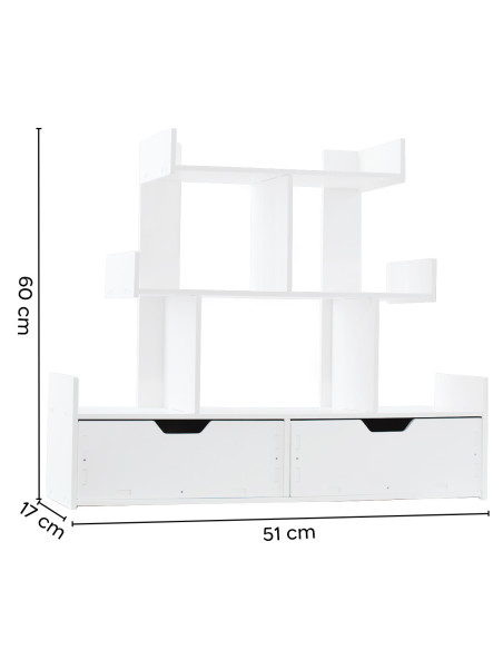 Organizador Mesa con Compartimentos Blanco Librería Multiusos Estantes y Cajones