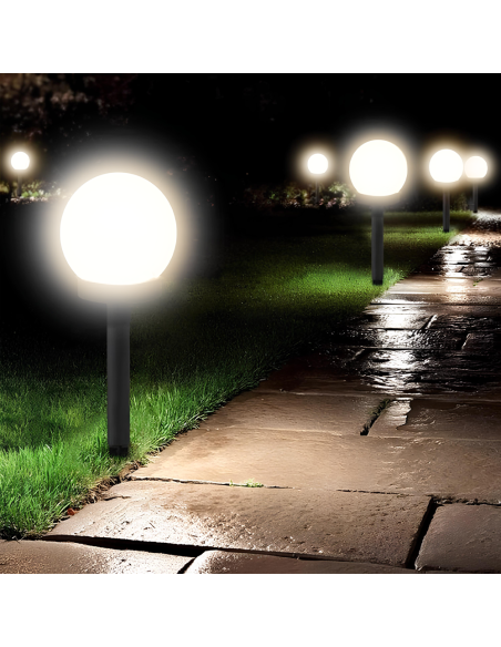 Lámpara Esférica Recargable Solar de 15 cm para Exteriores con Pica para Jardín