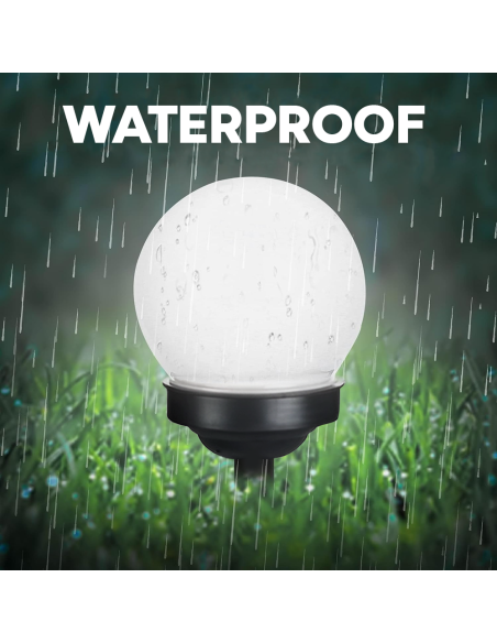 Kit 2 unidades Lámpara Esférica Recargable Solar de 15 cm con Pica para Jardín