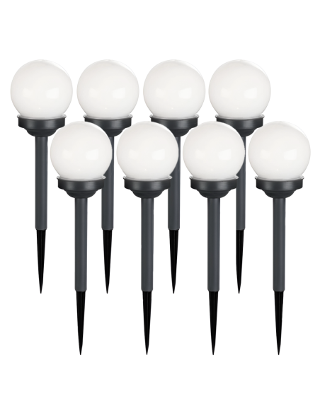 Pack de 8 lámparas solares esféricas recargables de 15 cm estaca para jardín