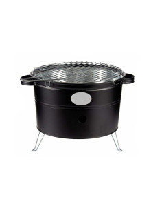 Barbacoa de Carbón de Mesa Redonda de 35 cm con Parrilla Portátil para Camping