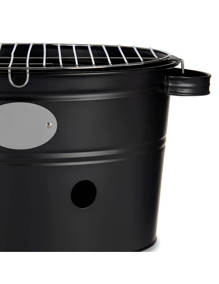 Barbacoa de Carbón de Mesa Redonda de 35 cm con Parrilla Portátil para Camping