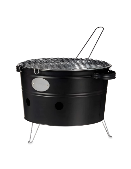 Barbacoa de Carbón de Mesa Redonda de 35 cm con Parrilla Portátil para Camping