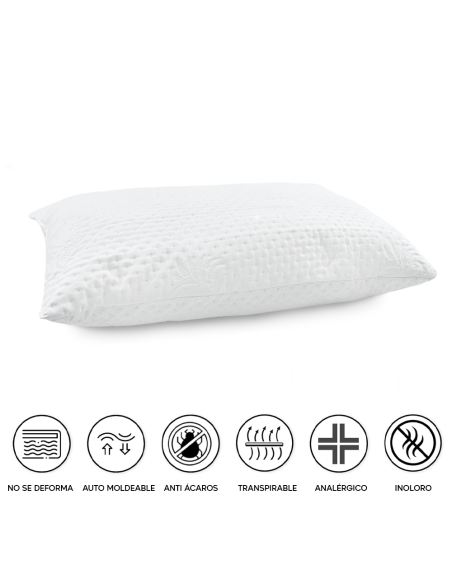 Almohada ortopédica cama en cojín acolchado antiácaros de plumas hipoalergénicas
