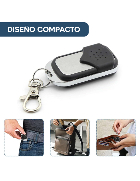 Control remoto universal 4 canales a 433 MHz multifunción de bolsillo con gancho