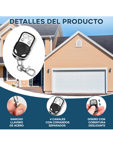 Control remoto universal 4 canales a 433 MHz...