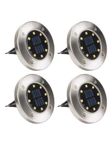 4 pz Foco luz de paso Carga Solar 8 LED de Luz...