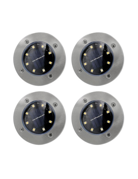 4 pz Foco luz de paso Carga Solar 8 LED de Luz Fría Impermeable para Exteriores