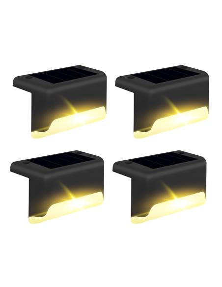 Set 4 pz luces solares impermeables para exteriores foco luz cálida recargable