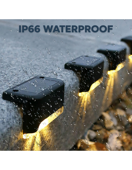 8 pz luz solar recargable para escalon o escalera IP66 luz cálida para exterior