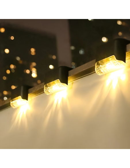 8 pz luz solar recargable para escalon o escalera IP66 luz cálida para exterior