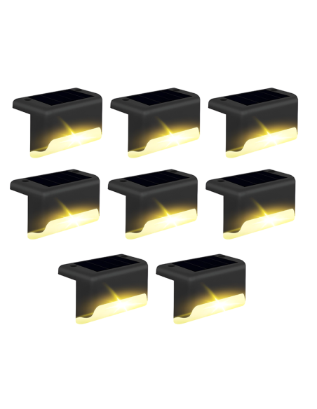 8 pz luz solar recargable para escalon o escalera IP66 luz cálida para exterior