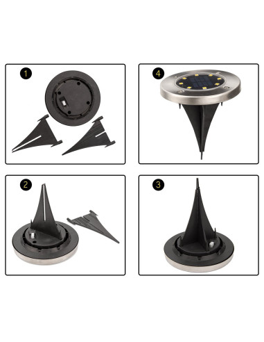 2 pz Foco luz de paso Carga Solar con 8 LED Luz...