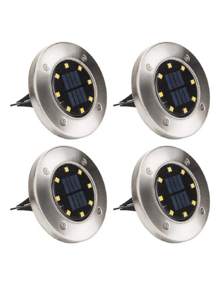 2 pz Foco luz de paso Carga Solar con 8 LED Luz Fría Impermeable para Exterior