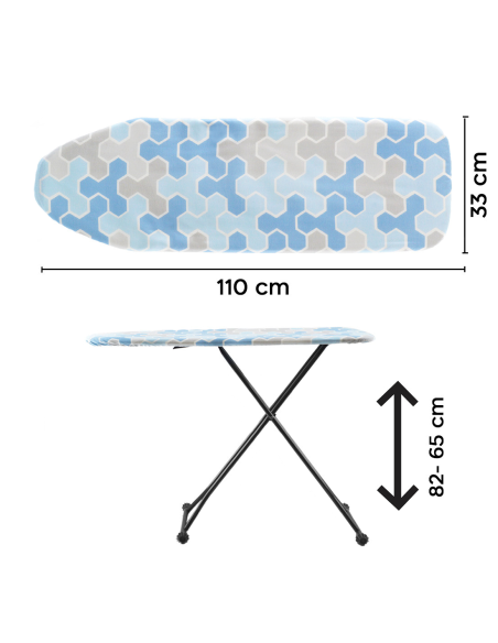 Tabla de Planchar Estructura de Acero Plegable Ajustable en Altura con Gancho