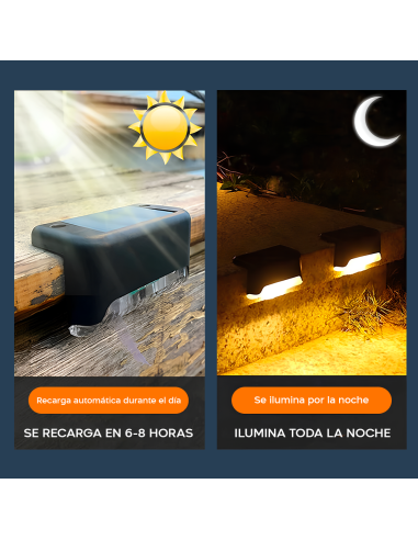 8 pz luz solar recargable para escalon o...