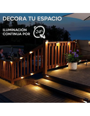 8 pz luz solar recargable para escalon o...