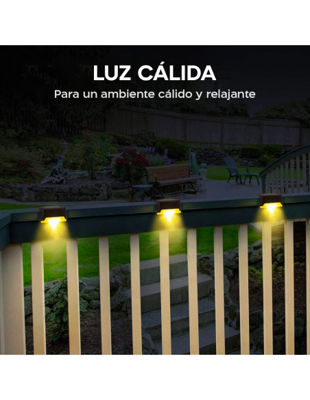 Set 4 pz luces solares impermeables para exteriores foco luz cálida recargable