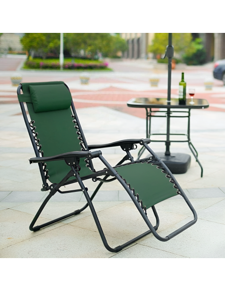 Set 2 sillas plegables Gravità Zero con respaldo reclinable tumbona de textilene