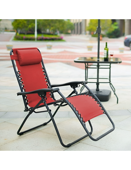 Set 2 sillas plegables Gravità Zero con respaldo reclinable tumbona de textilene