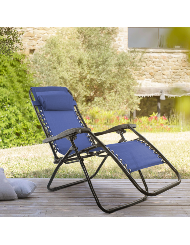 Set 2 sillas plegables Gravità Zero con respaldo reclinable tumbona de textilene