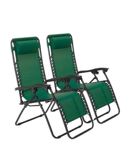 Set 2 sillas plegables Gravità Zero con respaldo reclinable tumbona de textilene
