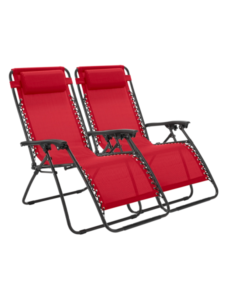 Set 2 sillas plegables Gravità Zero con respaldo reclinable tumbona de textilene
