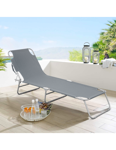 2309 Silla plegable con respaldo ajustable para playa o jardín