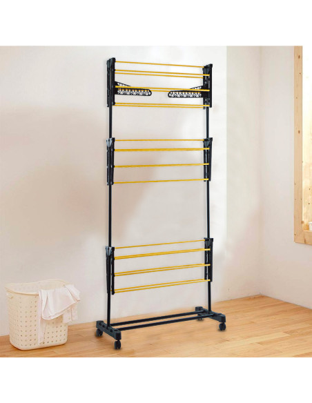 Tendedero vertical 3 estantes plegables torre tendedero con 4 ruedas