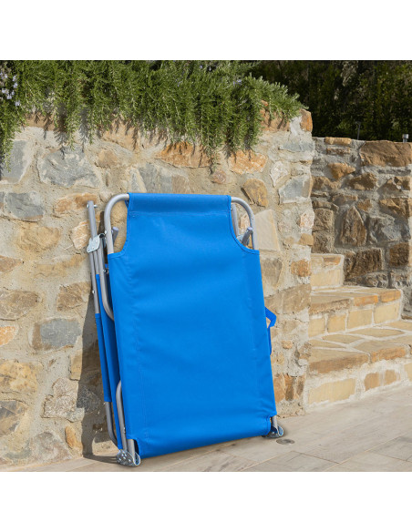 Set 2 Tumbonas plegables 2309P Respaldo reclinable y sombrilla de acero