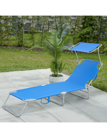 Set 2 Tumbonas plegables 2309P Respaldo reclinable y sombrilla de acero