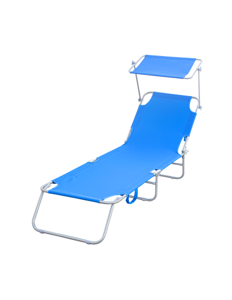 Set 2 Tumbonas plegables 2309P Respaldo reclinable y sombrilla de acero