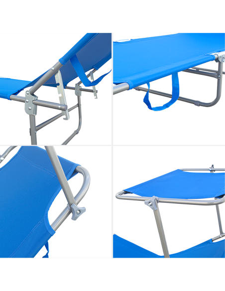 Set 2 Tumbonas plegables 2309P Respaldo reclinable y sombrilla de acero