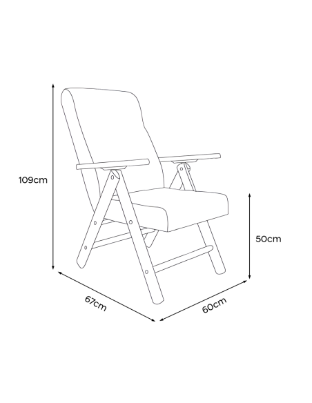 Sillón Reclinable MOLISANA ArtLegno MAS020 Estampado Escocés Estructura Madera