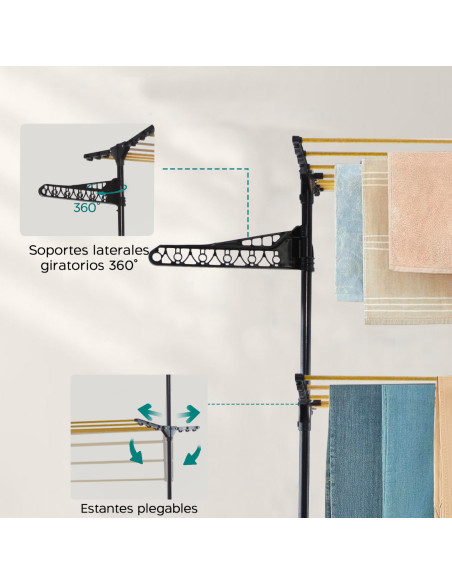 Tendedero vertical 3 estantes plegables torre tendedero con 4 ruedas