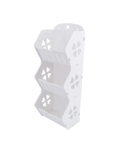 Estante de pared Organizador almacenamiento PVC blanco 3 estantes Estante baño