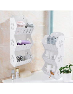 Estante de pared Organizador almacenamiento PVC blanco 3... 2