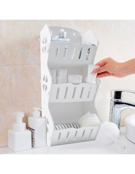 Estante de pared Organizador almacenamiento PVC blanco 3 estantes Estante baño