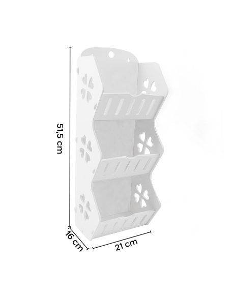 Estante de pared Organizador almacenamiento PVC blanco 3 estantes Estante baño