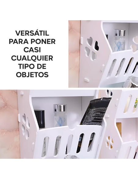 Estante de pared Organizador almacenamiento PVC blanco 3 estantes Estante baño