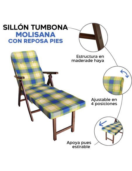 Sillón MOLISANA Artlegno Reclinable Reposapiés Extraíble Estructura de Madera
