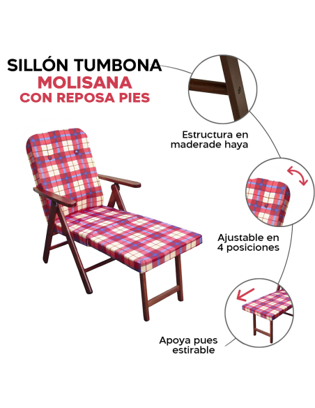 Sillón MOLISANA Artlegno Reclinable Reposapiés Extraíble Estructura de Madera