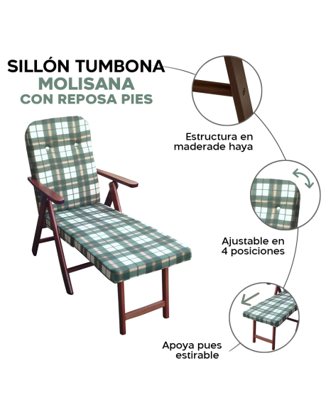 Sillón MOLISANA Artlegno Reclinable Reposapiés Extraíble Estructura de Madera