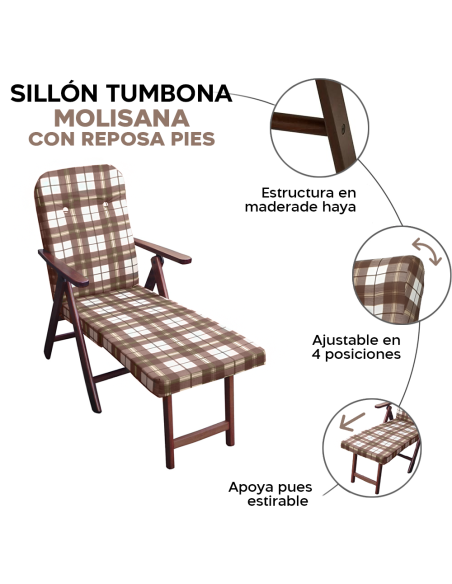 Sillón MOLISANA Artlegno Reclinable Reposapiés Extraíble Estructura de Madera