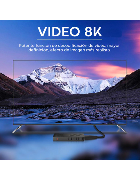 TV Box Stick Streaming 8K HD ANDROID Conexión Wi-Fi con control remoto por voz