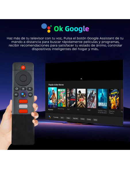 TV Box Stick Streaming 8K HD ANDROID Conexión Wi-Fi con control remoto por voz